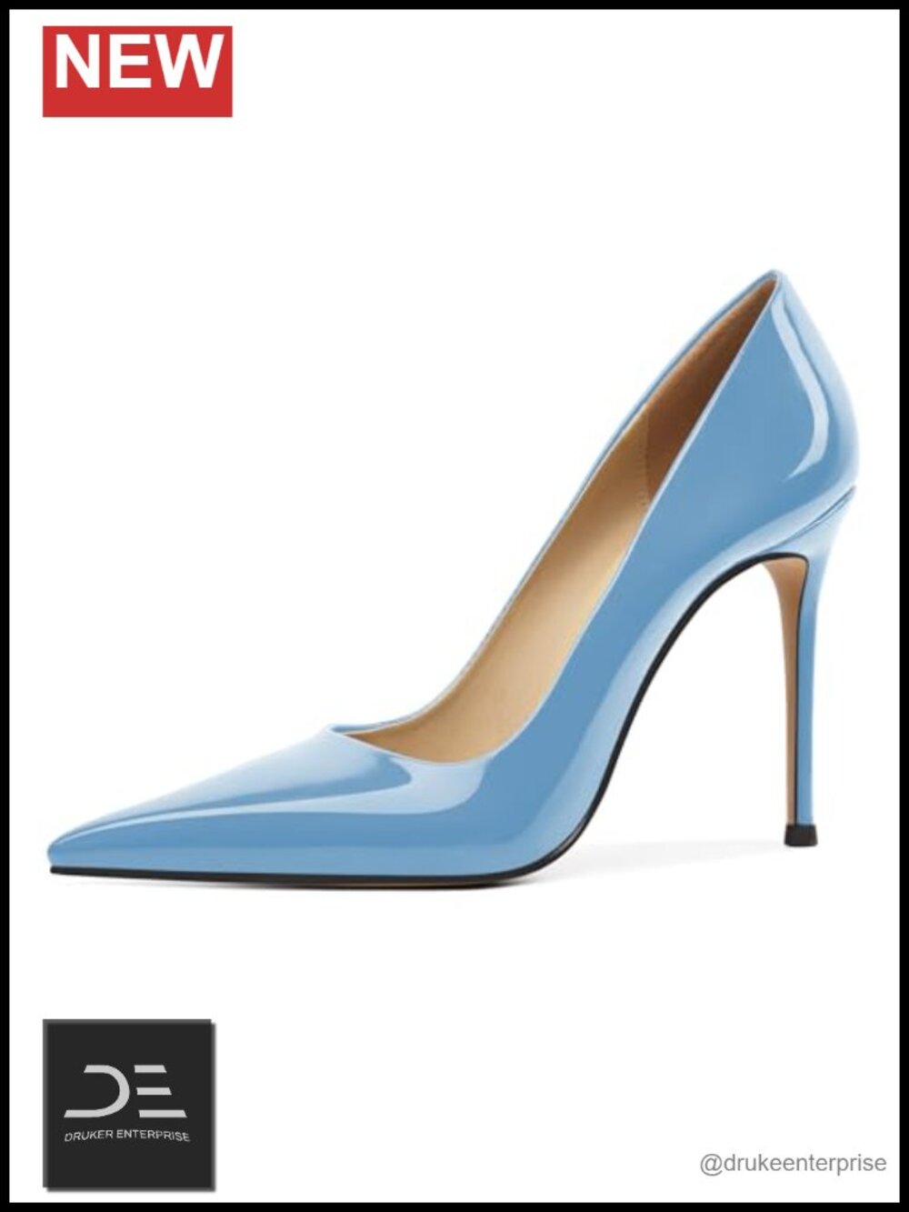 Esvowido Women's Stiletto Pumps 4 Inch Heel Pointed Toe Faux Leather Slip On